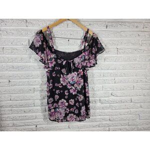 Torrid Womens Top 1 1X Plus Camisole Flutter Cold Shoulder Sleeve FLO403E